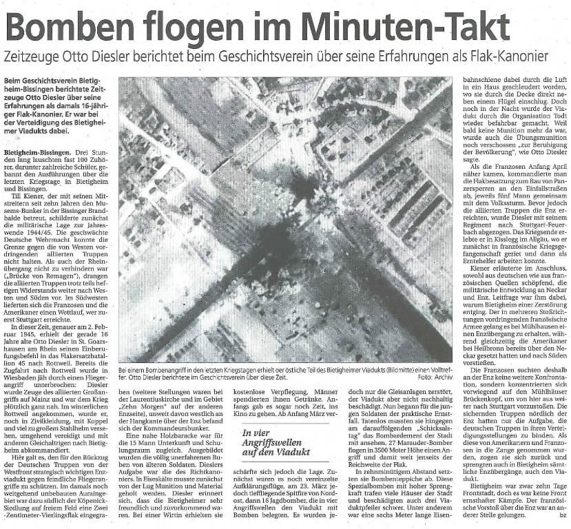 Bomben flogen im Minuten-Takt - Bietigheimer Zeitung November 2010