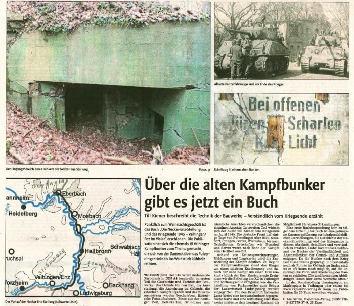 Über die alten Kampfbunker gibt es jetzt ein Buch - Vaihinger Kreiszeitung, Dezember 2016